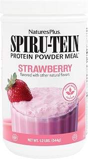 NaturesPlus SPIRU-TEIN, Strawberry - 1.2 lb - Plant-Based Protein Shake - Non-GMO, Vegetarian, Gluten Free - 16 Servings