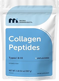 Micro Ingredients Hydrolyzed Collagen Peptides Powder, 2 lb | Type I & III Collagen for Women & Men | Unflavored Bovine Collagen Protein | Easy Dissolve, Paleo, Non-GMO