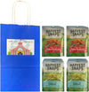 Big Top Deals USA Blue Paper Bag with Snaps Veggie Chips 2 Caesar and 2 Tomato Basil – 3oz Bags – Crunchy Snack – Packed in 5.25x3.2x8 Gift-Style Bundle Bag - Shirts - Tops