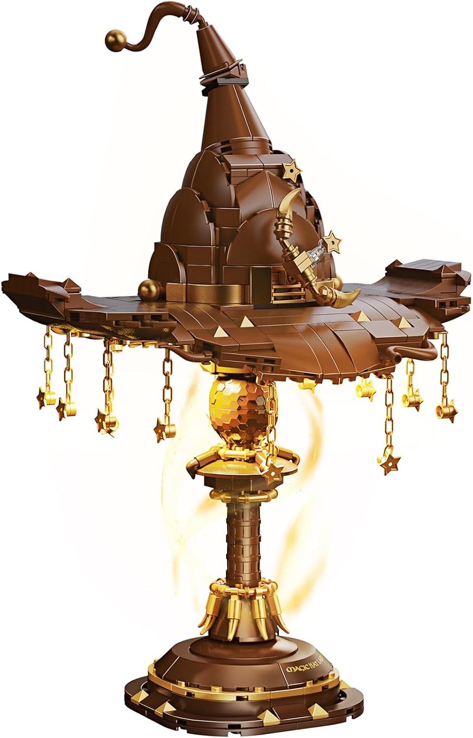Fitaiengal Magic Hat Lamp Building Set Compatible with Lego– 698 PCS Brown & Gold Stars Night Light Kit – Gothic Desk Decor & Mystical Academy Gift for Adults & Teens 12+