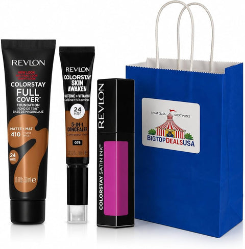 BIGTOPDEALSUSA Longwear Makeup Gift Set, Brightening, All Day Face and Lip Pack