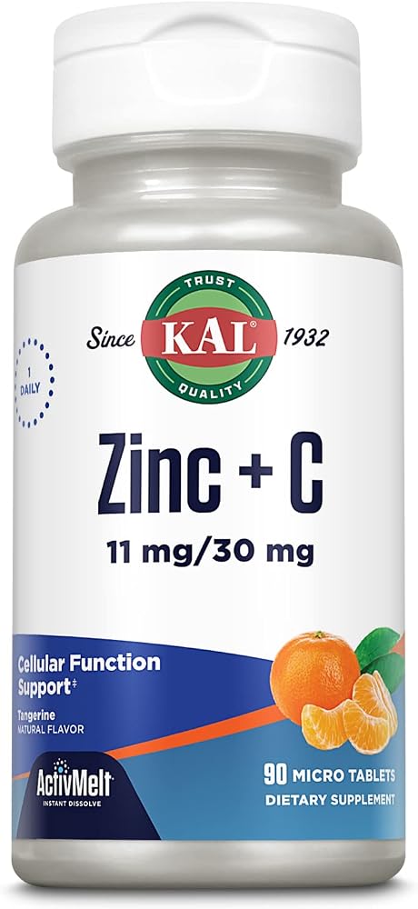 KAL Zinc Plus C Instant Dissolve Vitamin C and Zinc, Tangerine, 90 Ct