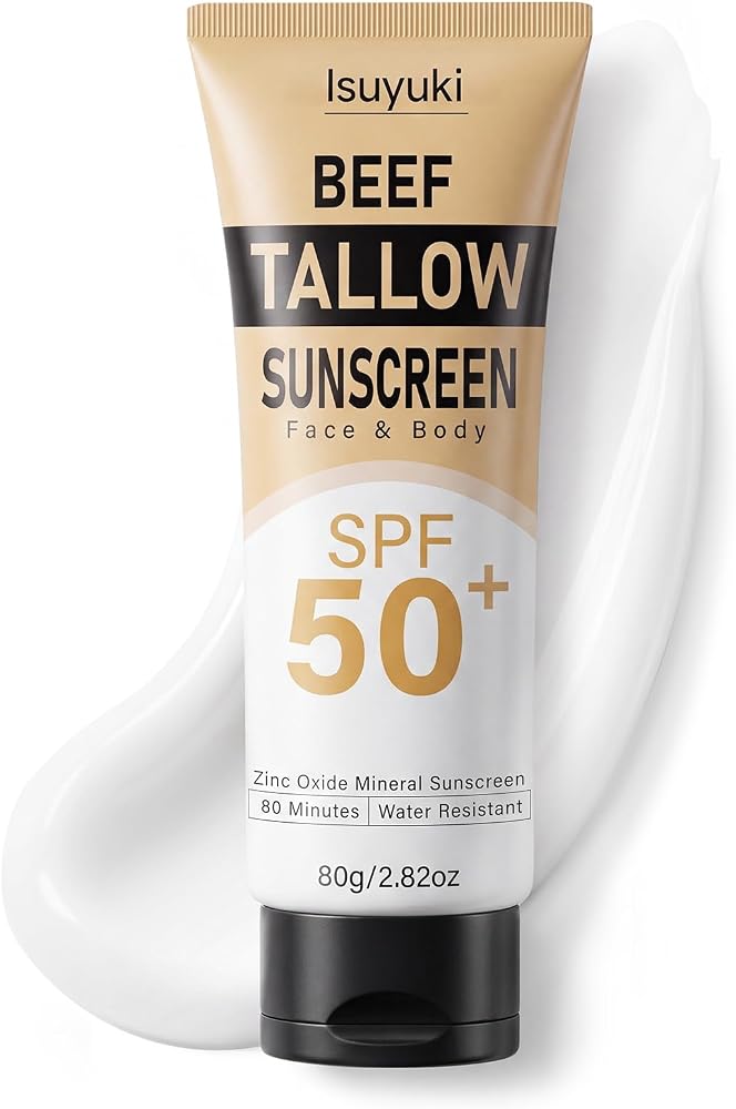 Mineral Sunscreen with Zinc Oxide SPF 50, Natural Beef Tallow Sunblock, 80G - Personal Care