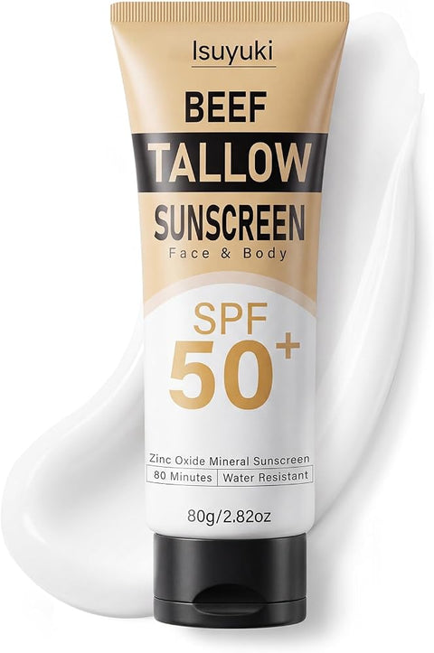 Mineral Sunscreen with Zinc Oxide SPF 50, Natural Beef Tallow Sunblock, 80G - Personal Care