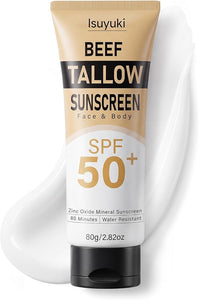 Mineral Sunscreen with Zinc Oxide SPF 50, Natural Beef Tallow Sunblock, 80G - Personal Care