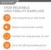 Etymotic ER20 ETY Earplugs - Standard Size, Blue - High-Fidelity Hearing Protection - Up t - Image 3
