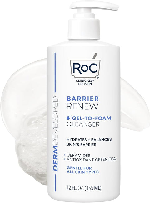 Roc Barrier Renew Gel to Foam Facial Cleanser, Sensitive Skin, non-drying - Personal Care