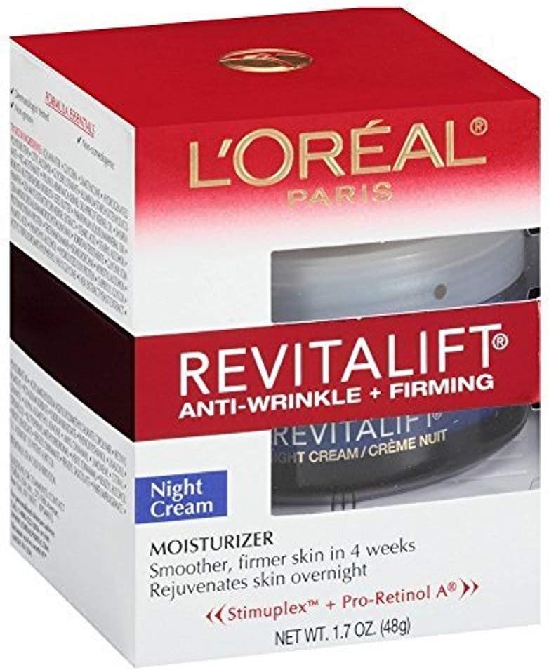 L'Oreal Paris, RevitaLift Anti-Wrinkle + Firming Night Cream Moisturizer 1.7 oz (Pack of 3)