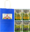 Big Top Deals USA Custom Bundle Snaps Veggie Chips - Lightly Salted & White Cheddar, (2 Bags of Each Flavor) - 5.25x3.2x8 Blue Paper Bag Packaging - Shirts - Tops