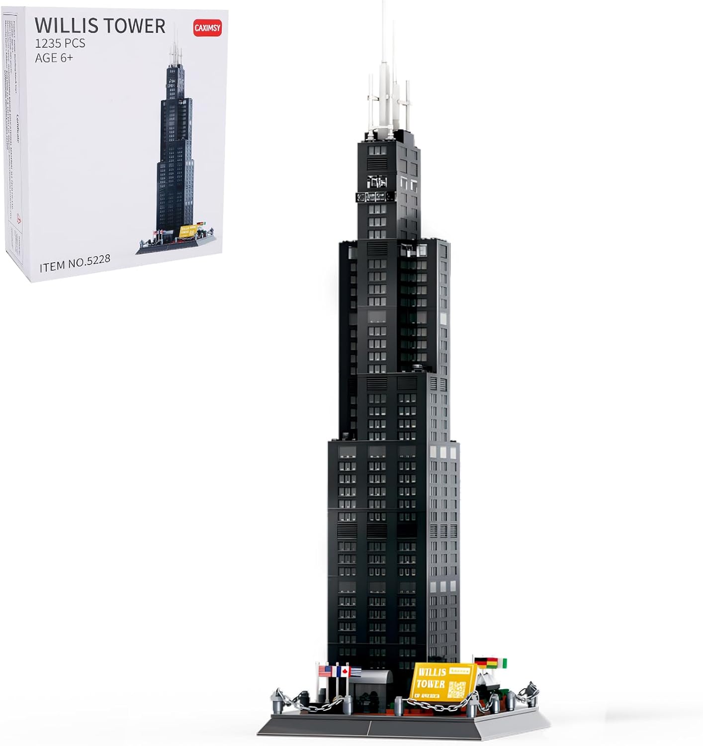 CAXIMSY Willis Tower Chicago Architecture Model Building Blocks Sets The Office Landmarks Skyline Set Toys Collection for Kids Adults 1241Pcs