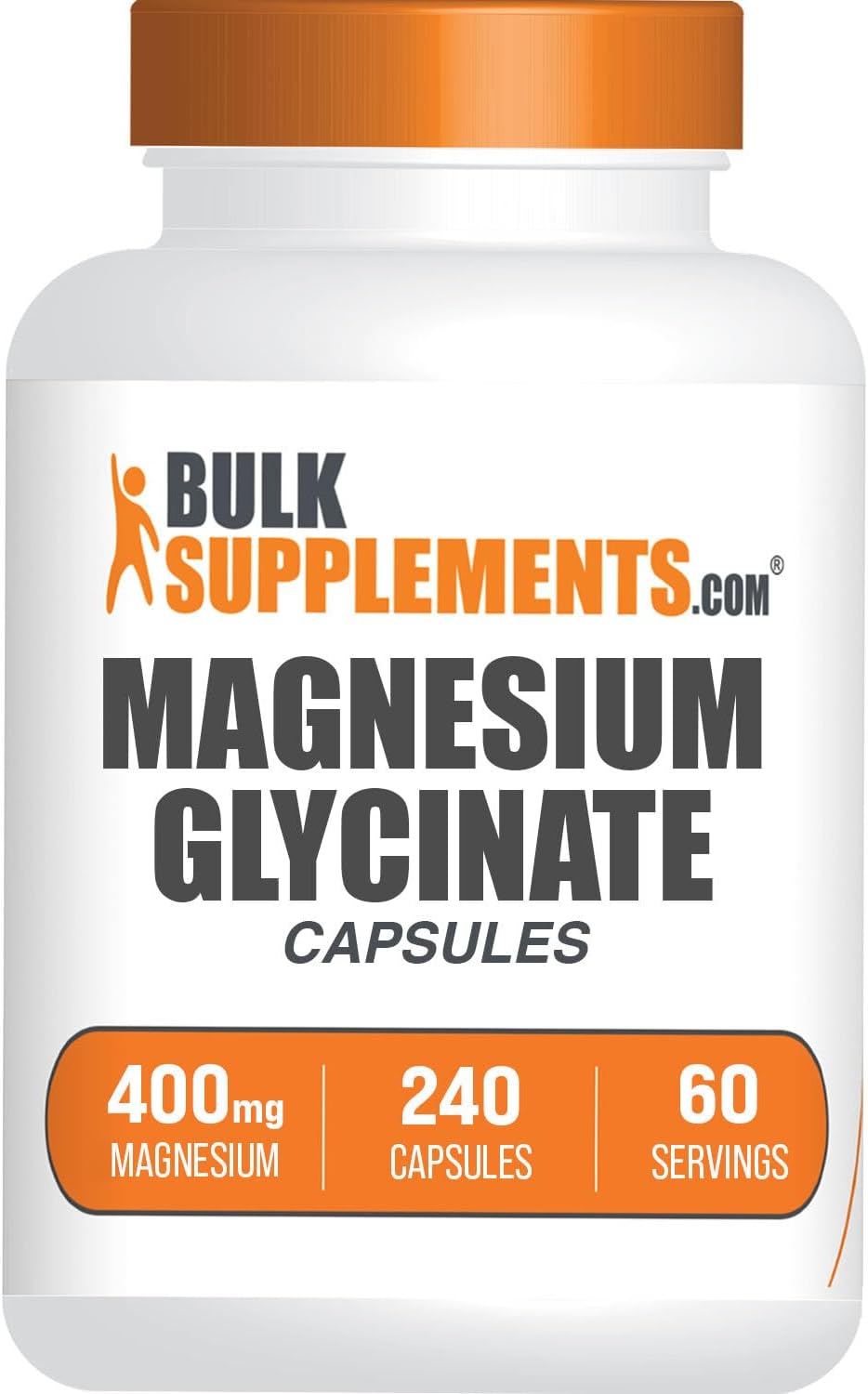 BulkSupplements.com Magnesium Glycinate 400mg Capsules - 240 Count