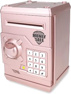 Kids Money Bank, Electronic Piggy Banks, Great Gift Toy for Kids Children, Auto Scroll Paper Money Saving Box Password Coin Bank,Perfect Toy Gifts for Boys Girls (Rose Gold)