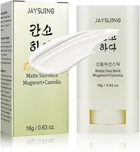Matte Sun Stick Mugwort + Camelia Korean Sunscreen Stick for Face Moisturizer with SPF 50+ PA+++ Matte Sunscreen for Face & Body Non Greasy, No White Cast （18g/0.63oz）