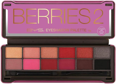 BYS Berries 2 Eyeshadow Palette, 12 Color Collection in Tin Kit with Mirror - Highly Pigmented Matte & Metallic Shades