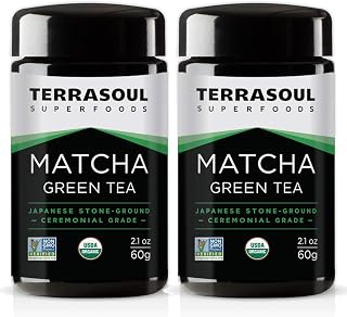 Terrasoul Superfoods Organic Matcha Green Tea (Ceremonial Grade in Miron Glass), 4.24 Ounces (120g)