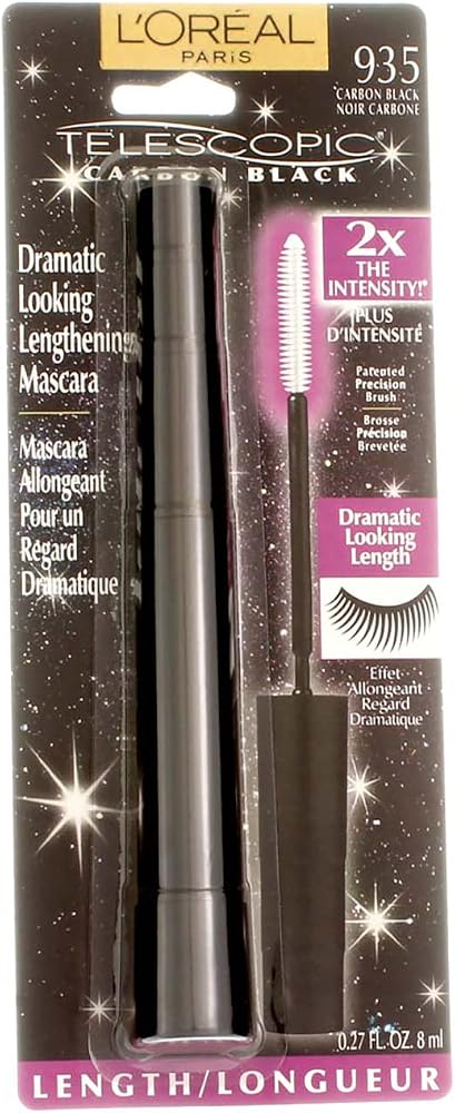 L'Oreal Paris Telescopic Mascara, Carbon Black [935] 0.27 oz (Pack of 3) - Personal Care