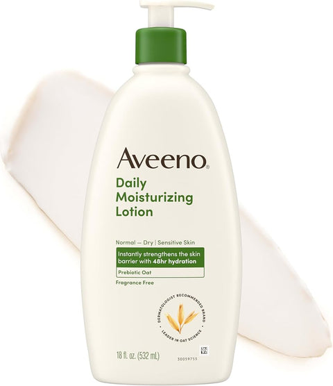 Aveeno Daily Moisturizing Body Lotion, Fragrance-Free, 18 fl. oz