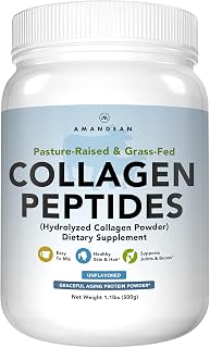 AMANDEAN Collagen Peptides Powder, Grass-Fed, Hydrolyzed, Unflavored, 500g