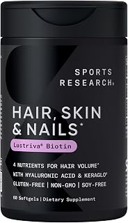 Sports Research® Hair, Skin & Nails w/Lustriva® Biotin, 60 Softgels