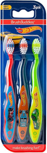 Brush Buddies Hot Wheels Manual Toothbrushes for Kids – 3 Pack | Soft Bristled Children's Toothbrushes with Fun Multi-Colored Designs, Anti-Slip Grip Handles, Perfect for Toddlers, Home Use, or Travel