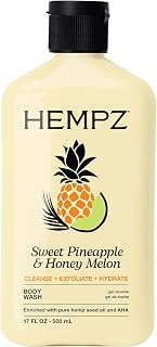 Hempz Body Wash - Sweet Pineapple & Honey Melon - Hydrating for Sensitive Skin, Scented, Exfoliating with Shea Butter, Pure Hemp Seed Oil, and Algae for Sensitive Skin - 17 fl oz