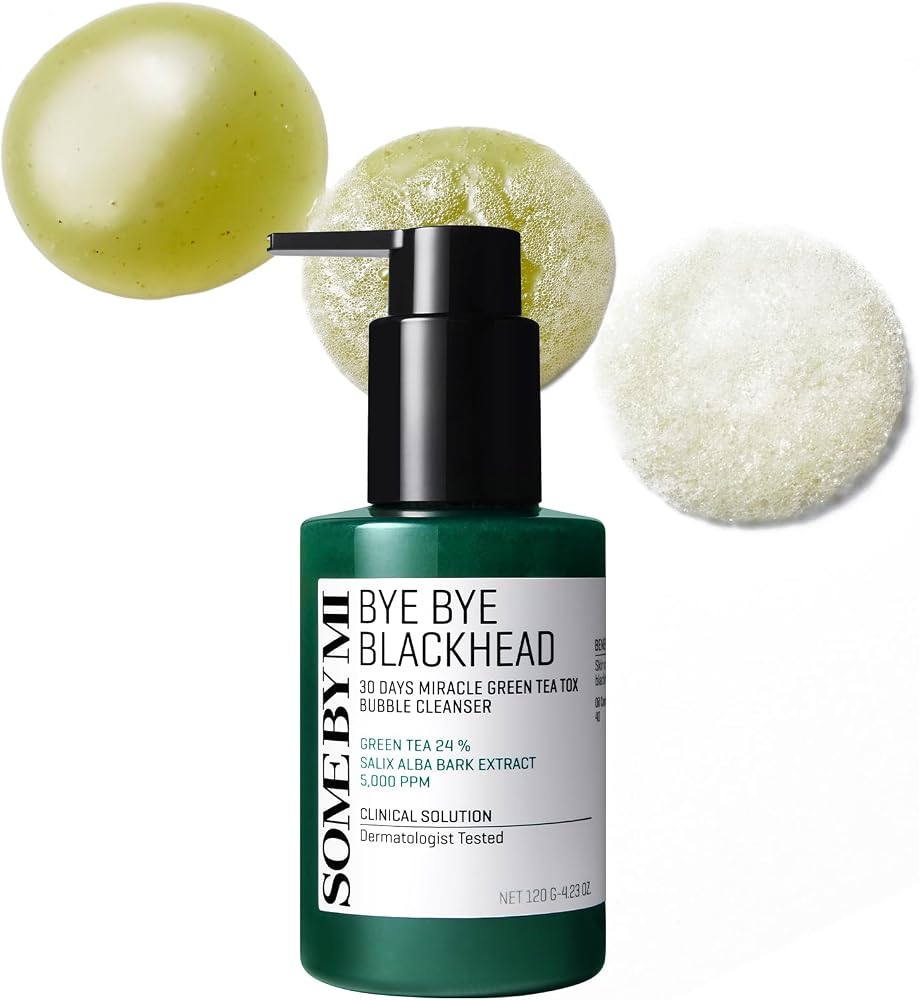 Some BY MI Bye Blackhead 30 Days Miracle Green Tea Tox Bubble Cleanser – 4.23oz, 120g – Korean Face Wash & Bubble Face Mask – Daily Blackhead-Removing Pore Minimizer for Face – Korean Skin Care