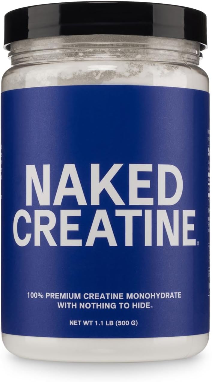 NAKED Pure Micronized Creatine Monohydrate Powder - NSF Certified, Unflavored, 500g, 1.1lb Bulk - Vegan, Non-GMO, Gluten-Free, Soy-Free, No Fillers, Supports Muscle Growth & Strength - 100 Servings