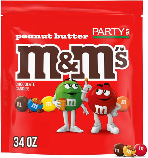 M&M'S Peanut Butter Milk Chocolate Candy, Party Size Bulk Bag, 34 oz - Personal Care