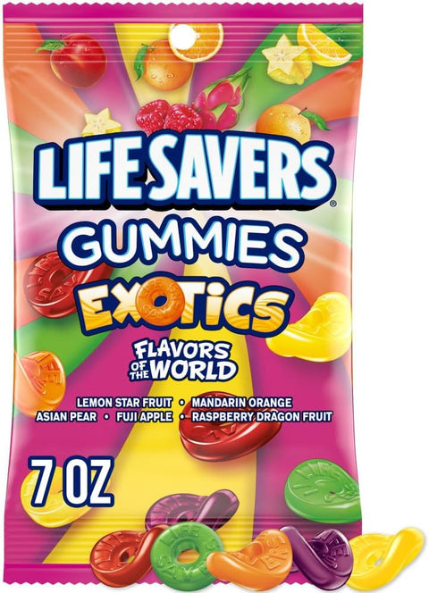 Life SAVERS Exotics Gummy Candy Bag, Exotic Fruit Flavored Candy, 7 oz - Personal Care