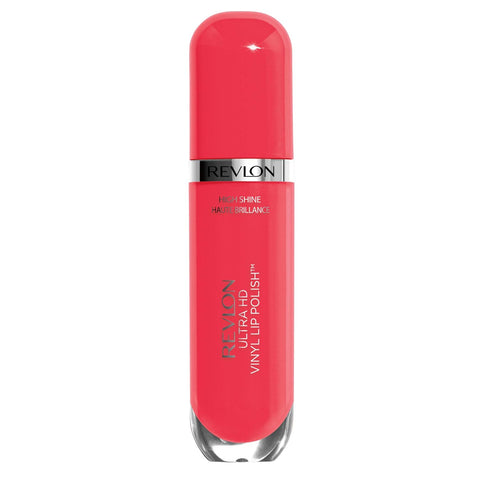 Revlon Ultra HD Vinyl Lip Polish, Liquid Lipstick, Power Up, Bright Coral Gloss - 920 Power Up
