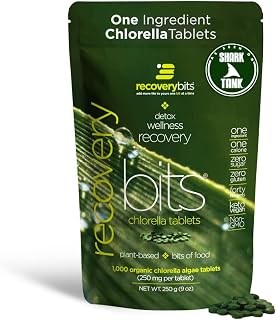RECOVERYbits Chlorella Tablets, Algae, Detox, Greens, 1000 Tablets