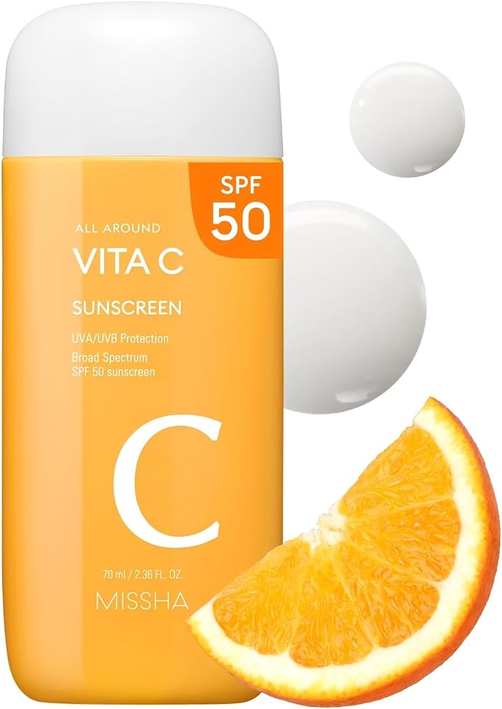 Missha All Around Vita C Sunscreen SPF 50, Vitamin C Face Care 2.36 oz - Personal Care