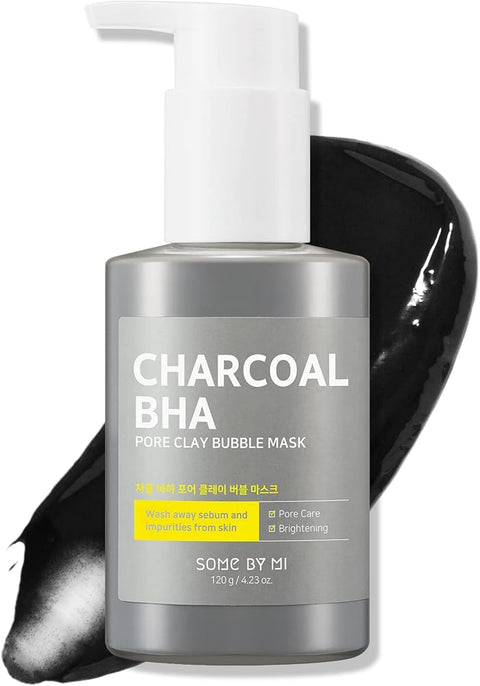 Some BY MI Charcoal BHA Pore Clay Bubble Mask – 4.23oz, 120g – Korean Exfoliating Face Wash & Bubble Face Mask – Salicylic Acid Cleanser for Sebum and Pore Care with Natural BHA – Korean Skin Care