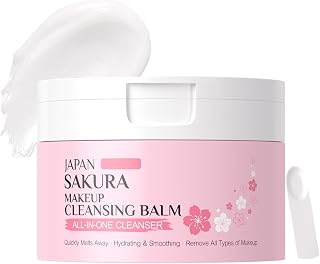 Sakura Makeup Cleansing Balm, Hydrating & Smoothing All-In-One Cleanser Quickly Melts Away, Gently Cleanse Dirt, Impurities And Makeup Face Cleanser & Makeup Remover for Women Girls, 3.53oz.