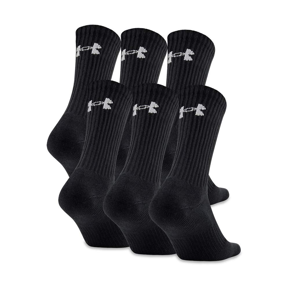 Under Armour Adult Charged Cotton Crew Socks, Multipairs, Black/Gray (6-Pairs), Large - Personal Care