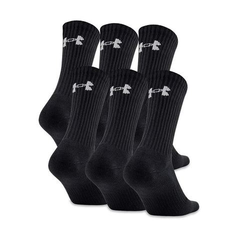 Under Armour Adult Charged Cotton Crew Socks, Multipairs, Black/Gray (6-Pairs), Large - Personal Care