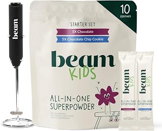 BEAM Kids All in One Superfood Powder, Nutritional Shake, Organic Greens, Probiotics, Vitamins, Immune Support, Gut Health, Superfood, Nutrition for Children, No Artificial Sweeteners, Starter Set
