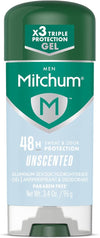 Mitchum Men’s Antiperspirant Deodorant Gel, Unscented, 3.4 oz