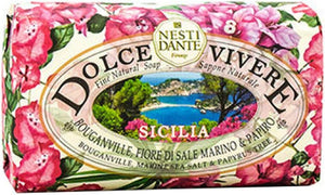 Dolce Vivere Sicilia Bougainville, Marine Sea Salt & Papyrus Tree Fine Natural Soap Bar - Personal Care