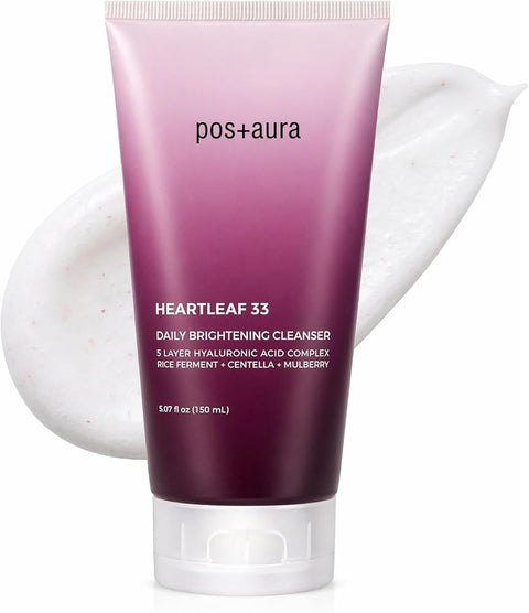 Heartleaf 33% Foaming Facial Cleanser – Gentle Face Wash with Centella, Rice Ferment & Mulberry, 5-Layer Hyaluronic Acid, Low-pH Daily Cleanser for Sensitive & Oily Skin, 5.07 fl oz