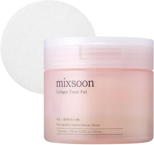 Mixsoon Toner Pad - Deeply Hydrating and Refreshing Facial Pads, Gentle Daily Care for Smooth Radiant Skin 180ml / 6.08 fl.oz. Korean Glass Skin Care (Collagen)