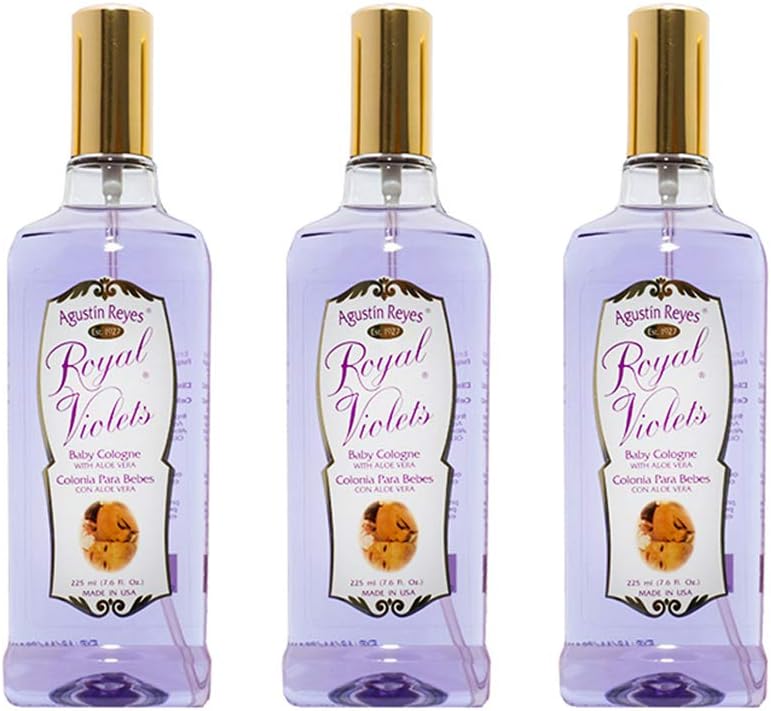 Royal Violets Baby Cologne. Clean, Mild and Long Lasting Fragrance. With Aloe Vera. 7.6 Fl Oz / 225 ml. Pack of 3