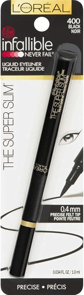 L'Oreal Paris Infallible The Super Slim Liquid Eyeliner, Black [400] 0.034 oz (Pack of 2) - Personal Care