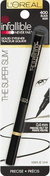 L'Oreal Paris Infallible The Super Slim Liquid Eyeliner, Black [400] 0.034 oz (Pack of 2) - Personal Care