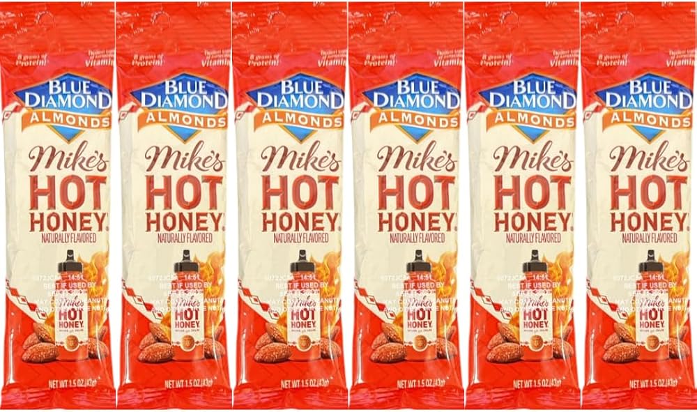 Diamond Almonds Hot Honey Roasted Almonds, Sweet & Spicy Snack, 1.5 oz, 6 Pack