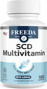 FREEDA SCD Multivitamin – Daily Multivitamin Supplement for Men & Women – Vegan, Gluten-Free, SCD Legal – Kosher Certified Adult Vitamins – Specific Carbohydrate Diet Friendly – 180 Capsules