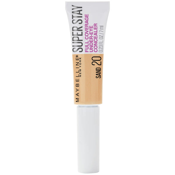 Maybelline New York Super Stay Super Stay Full Coverage, Brightening, Long Lasting, Under-eye Concealer Liquid Makeup Forup to 24H Wear, With Paddle Applicator, Sand, 0.23 fl. oz.