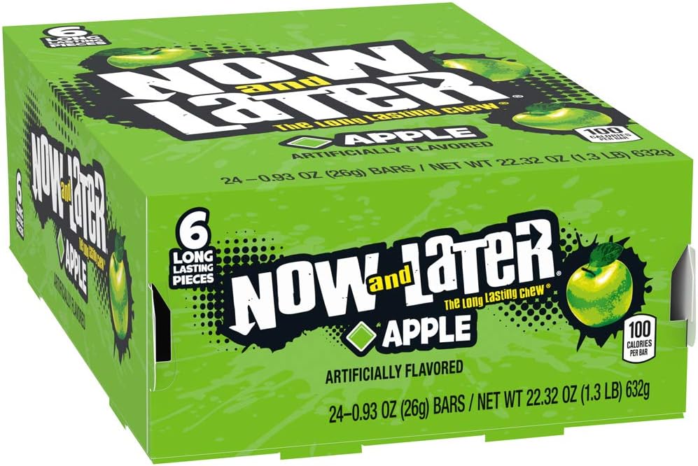 Now and Later Original Taffy Chews Candy, 0.93 Bar, apple, 22.32 Ounce (Pack of 24) - Image 1