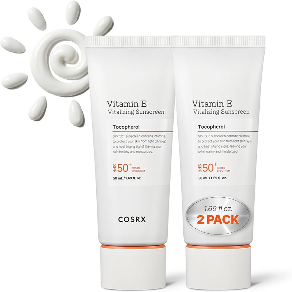 Cosrx Vitamin E Sunscreen 2 Pack, SPF 50 Natural Glow Face Sunscreen - Personal Care