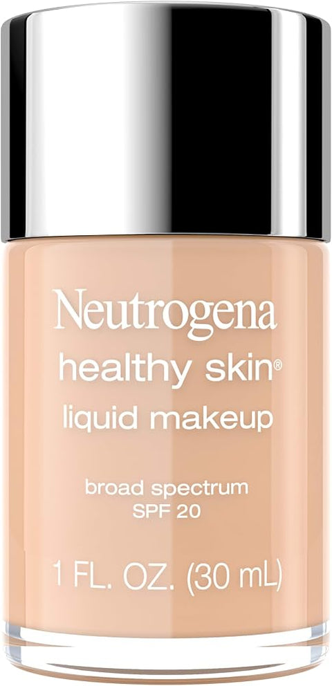 Neutrogena Healthy Skin Liquid Foundation Makeup with Broad Spectrum SPF 20 Sunscreen, Lightweight, Medium Coverage Makeup with Sunscreen and Pro-Vitamin B5, Honey 85, 1 fl. oz